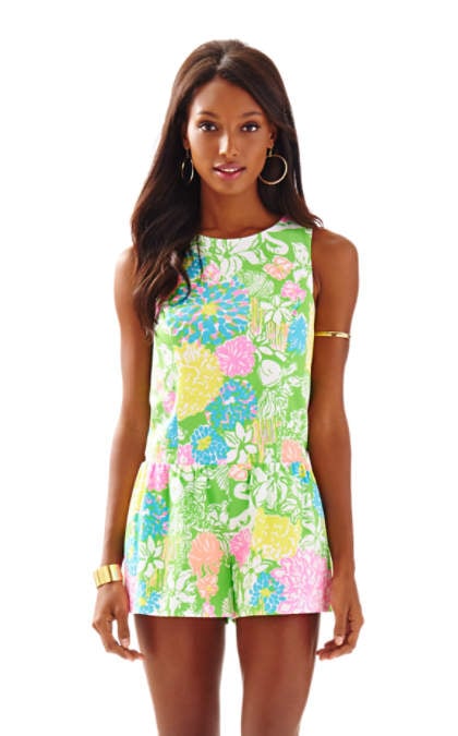 Lilly Pulitzer GRETCH SKORT ROMPER Multi Hibiscus Stroll floral print rompers