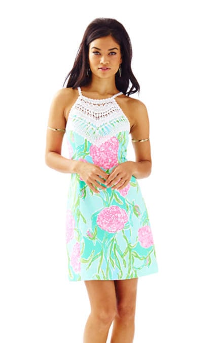 Lilly Pulitzer PEARL SHIFT DRESS Poolside Blue Going Stag