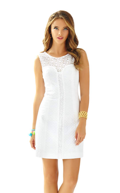 Lilly Pulitzer SOFIA LACE SHIFT DRESS Resort White lace shift dresses for spring kentucky derby parties