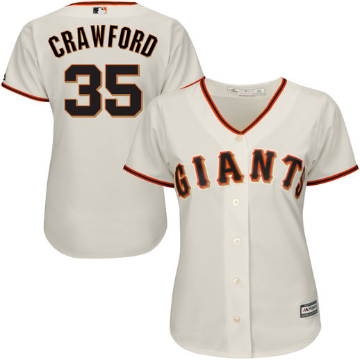 MAJESTIC BRANDON CRAWFORD SAN FRANCISCO GIANTS WOMEN'S CREAM COOL BASE PLAYER JERSEY