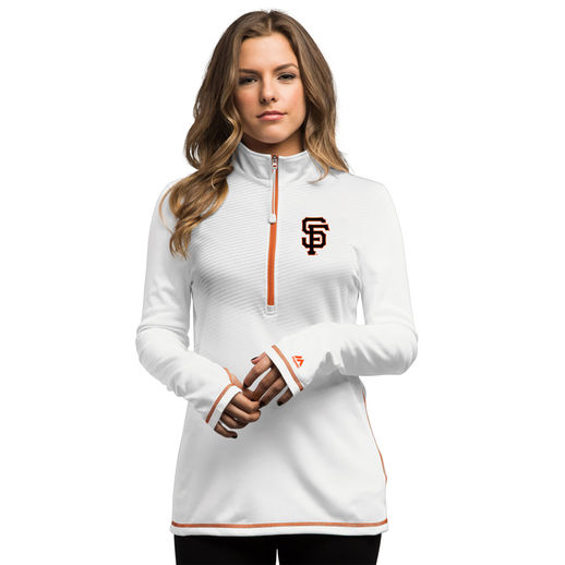 MAJESTIC SAN FRANCISCO GIANTS WOMEN'S WHITE ATHLETIC CONCEPT HALF-ZIP JACKET