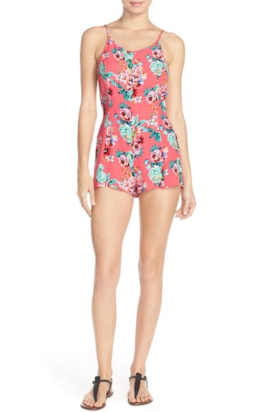 MINKPINK 'Bloomin Beach' Floral Print Romper Pink Multi