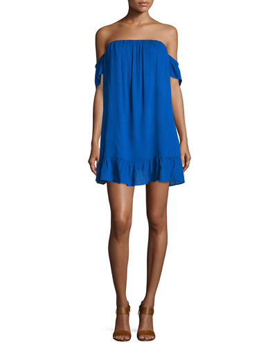 MISA Los Angeles Off-The-Shoulder Mini Dress Blue off the shoulder kentucky derby dresses 2016
