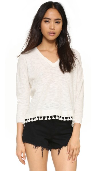Madewell Globe Fringe Sweater Eyelet White Shopbop friends and family sale
