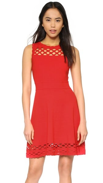 Milly Chain Link Flare Dress Red