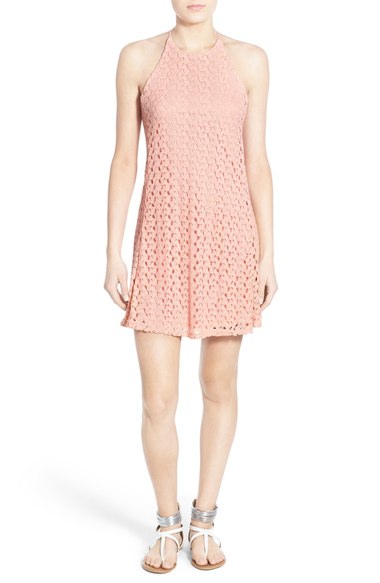 Mimi Chica Lace Halter Dress Blush Pink halter dresses for 2016 kentucky derby