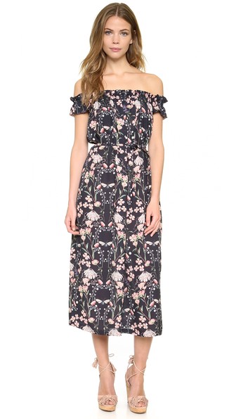 Mother of Pearl Lydia Floral Print Off The Shoulder Dress Fairy Tale off the shoulder kentucky derby dresses 2016