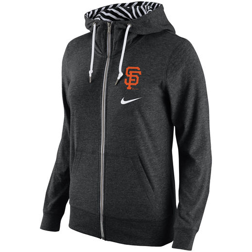 NIKE SAN FRANCISCO GIANTS WOMEN'S BLACK GYM VINTAGE FULL-ZIP HOODIE mother's day san francisco giants sweatshirt women mom