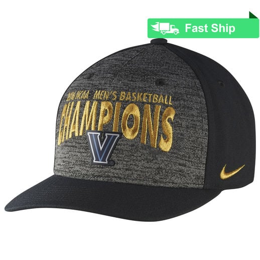 NIKE VILLANOVA WILDCATS GRAY/BLACK 2016 NCAA MEN'S BASKETBALL NATIONAL CHAMPIONS COACHES LOCKER ROOM SNAPBACK ADJUSTABLE HAT