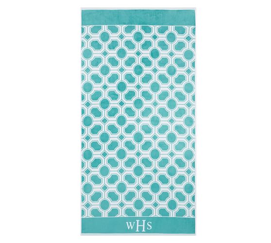 NOVA JACQUARD BEACH TOWEL, AQUA Pottery Barn