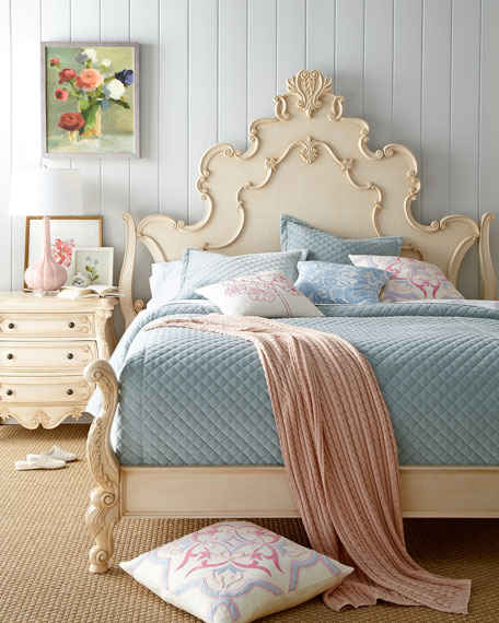Nicolette Cream Hardwood Queen Bed Horchow bedroom sale