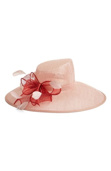Nordstrom Asymmetrical Sinamay Hat with Flower Pink kentucky derby hats for women