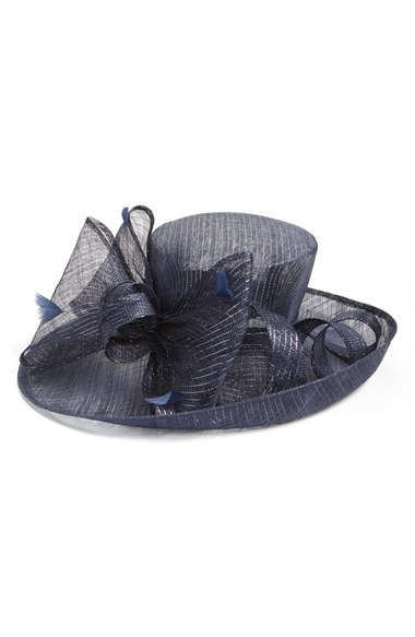 Nordstrom Bow Sinamay Hat Navy Blue Silver kentucky derby hats for women