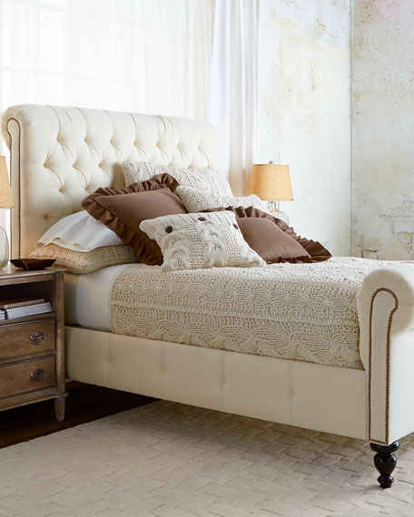 Old Hickory Tannery Dunlap Tufted King Bed Ivory Horchow Bedroom Sale