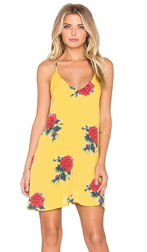 PRIVACY PLEASE BRISTOL FLORAL PRINT SWING DRESS CANARY YELLOW