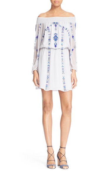 Parker Embellished Off the Shoulder Dress Blue Bell off the shoulder kentucky derby dresses 2016