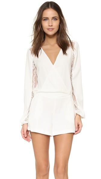 Parker Ross Lace Combo Romper Pearl