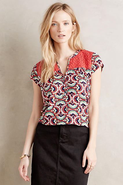 Porridge Belmar Top Red Motif Anthropologie extra 40% off sale