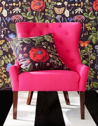 Pottery Barn HAYES TUFTED UPHOLSTERED ARMCHAIR Linen Blend Pink Magenta