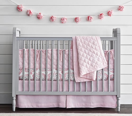 Pottery Barn Kids Elsie Spindle Convertible Crib Soft Gray Cloud White Black