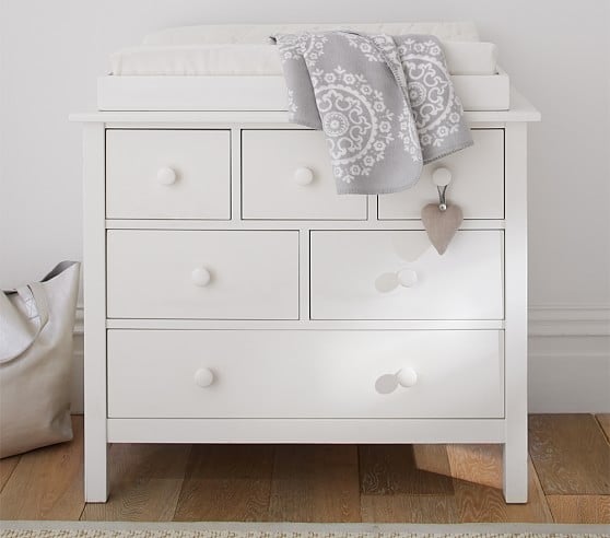 Pottery Barn Kids Kendall Dresser & Topper Set Simply White Gray Chocolate
