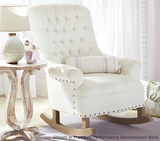Pottery Barn Kids Radcliffe Tufted Rocker Nailhead Trim & Ottoman pottery barn nursery furniture sale