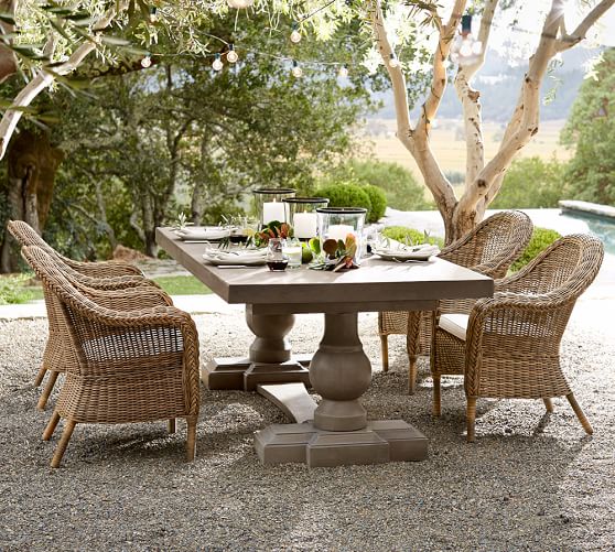 Pottery Barn SCARLETT RECTANGULAR DINING TABLE & TORREY CHAIR SET - NATURAL pottery barn outdoor furniture sale