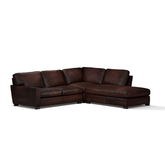 Pottery Barn TURNER SQUARE ARM LEATHER 3-PIECE BUMPER SECTIONAL