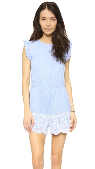 RahiCali Embroidered Romper Blue