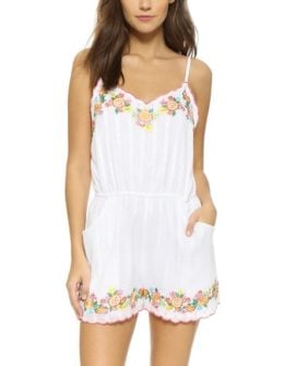 RahiCali Embroidered Romper White Black