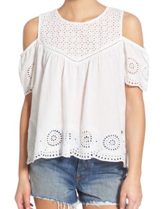 Rip Curl 'Havana' Eyelet Cold Shoulder Top White eyelet tops for spring 2016