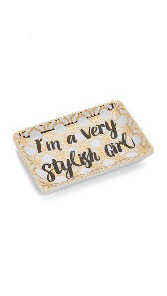 Rosanna, Inc. I'm A Very Stylish Girl Trinket Tray White/Gold Shopbop