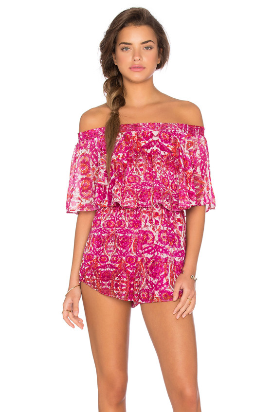 SHOW ME YOUR MUMU ROSARITA ROMPER POMEGRANATE PUNCH
