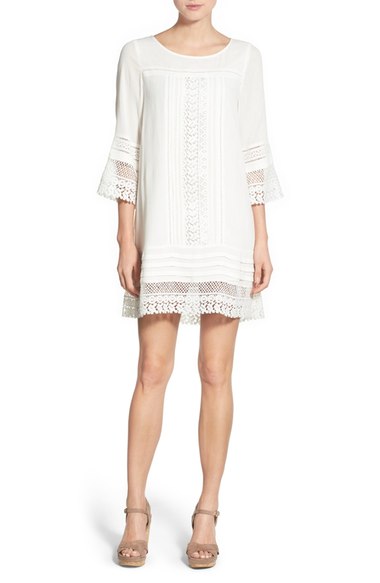 Sanctuary 'Desert Boheme' Lace Trim Shift Dress White