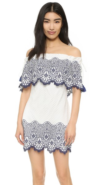 Saylor Esme Lace Off The Shoulder Dress White Blue
