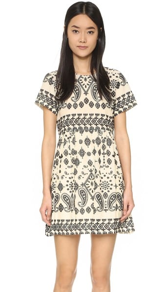 Sea Slit Back Eyelet Embroidered Popover Dress Natural Black popover dresses for the kentucky derby