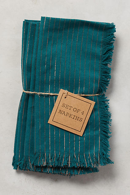 Shining Pinstripe Turquoise Napkins Anthropologie