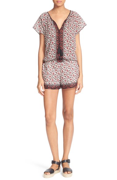 Soft Joie 'Madon' Floral Print Romper Porcelain Fired Brick floral print rompers