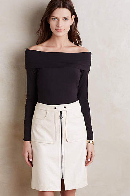 Splendid Avery Off-The-Shoulder Tee Black Anthropologie extra 40% off sale 