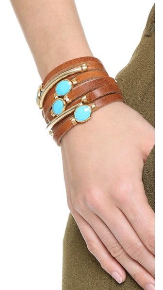 Taylor and Tessier Tinsel Leather Bracelet Cream/Gold/Turquoise Shopbop