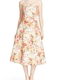 Ted Baker London 'Senona' Strapless Floral Applique Fit & Flare Dress