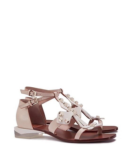 Tory Burch AURORA ANKLE-STRAP SANDAL Studs Dulce De Leche Ivory tory burch spring event sale