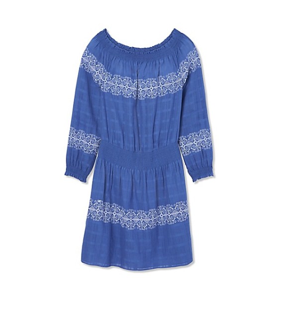Tory Burch LORETTA TUNIC DRESS White Hudson Blue