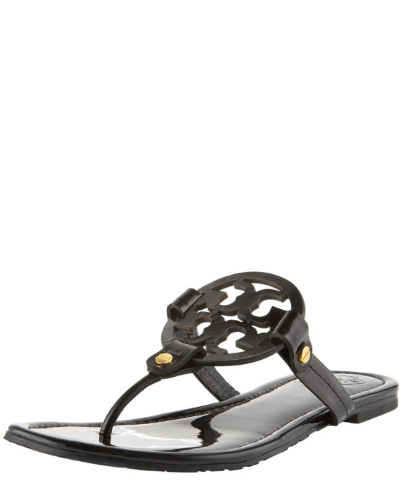 Tory Burch Miller Logo Flat Thong Sandal Black Neiman Marcus