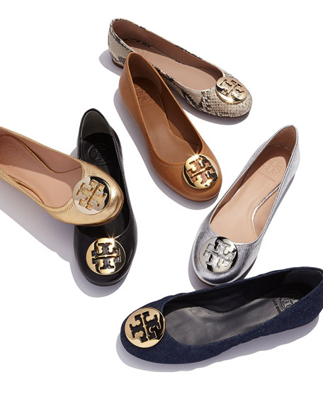 Tory Burch Reva Leather Ballerina Flat