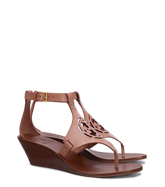 Tory Burch ZOEY WEDGE SANDAL Sand, Bright Navy 