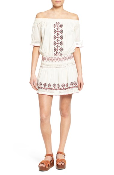 Tularosa 'Marietta' Embroidered Off the Shoulder Dress Ivory off the shoulder kentucky derby dresses 2016