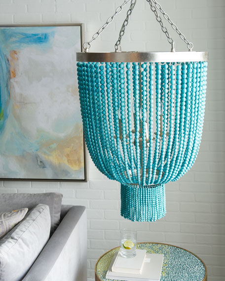 Turquoise-Bead 4-Light Chandelier Horchow bedroom sale
