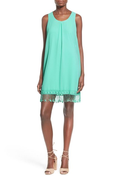 Way-In Lace Trim Shift Dress Mint Green