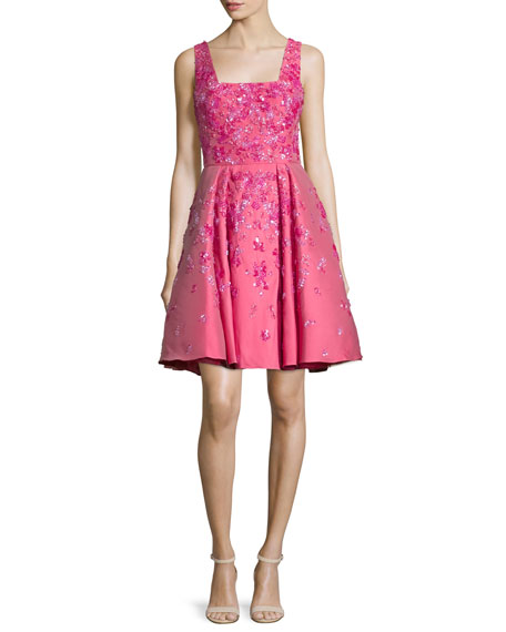 Zuhair Murad Sleeveless Floral-Embellished Dress Rose Red fit and flare dresses kentucky derby party
